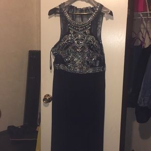 Navy blue, silver & light blue prom dress